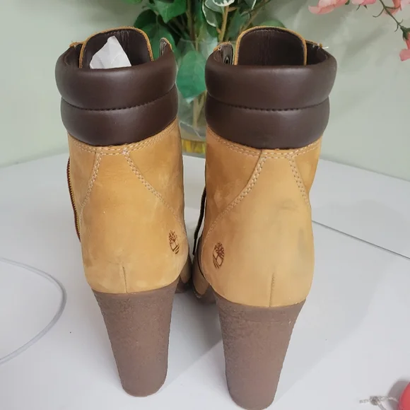 🎀Clearance🎀 Timberland Tilson High Heel 6.5 Wheat Nubuck Leather Ankle Boots - Picture 13 of 14